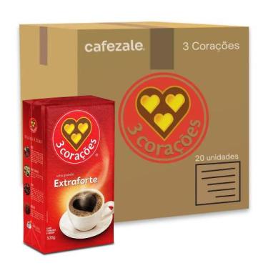 Imagem de Café 3 Corações Extraforte a Vácuo Kit 20 Pacotes 500g
