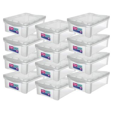 Imagem de Caixa Organizadora Multiuso Com Trava Cristal 13,5L - 12 Unid - Ordene