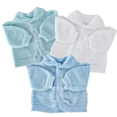 Imagem de Casaquinho de bebê cardigan kit com 3 manga longa - CONFECÇÕES CASTELO