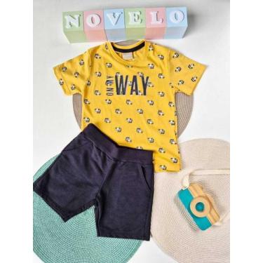 Imagem de Conjunto Bebê Menino Camiseta e Bermuda Carrinhos Milon Cor:AmareloTam