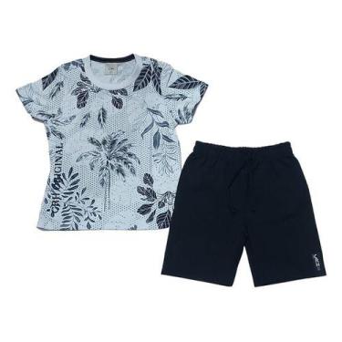 Imagem de Conjunto Roupa Infantil Criança Meninomasculino Camisa Short - Carinho
