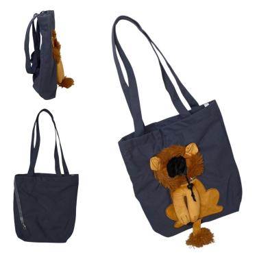 Imagem de Bolsa de Transporte Leva Pro Pet BSL3905 para Cães e Gatos Estampa Leão Náilon Cinza