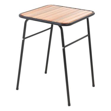 Imagem de Mesa Preta Pequena Para Cozinha De Apartamento Tampo Madeira