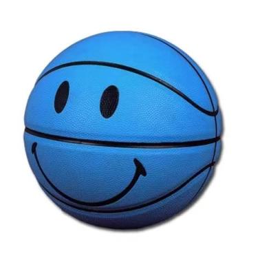 Imagem de 5/6/7 Sorria basquete, basquete de couro macio feminino, boa sensação de drible e tiro, presente de aniversário, adequado para uso interno e externo. (9 cores),Blue,No.6