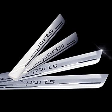 Imagem de GZBFTDH Acessórios de proteção de placa de proteção de peitoril da porta do carro, para VW Volkswagen Taos 2022 2023, capas de acabamento de aço inoxidável conjunto de 4 peças