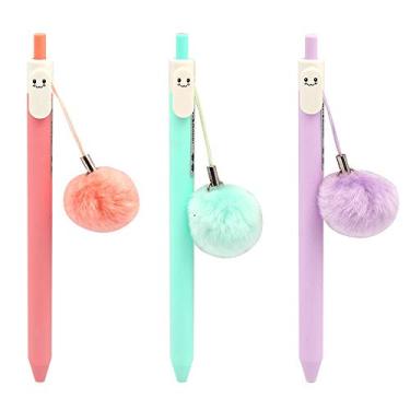 Imagem de B&P Lapiseira de Grafite de 0,5 mm com PomPom Fofo: Conjunto de 3 Peças