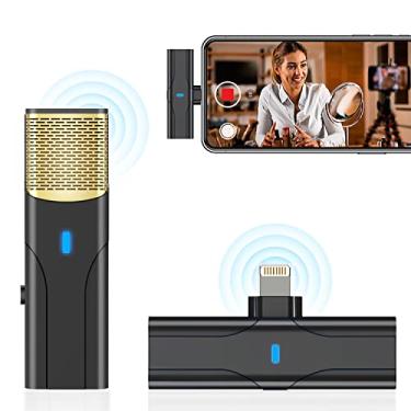 Imagem de Microfone Lavalier sem fio para iPhone iPad, Plug-Play Mini microfone sem fio para gravação/YouTube/TikTok/Facebook, transmissão ao vivo, pouco microfone externo para telefone (sincronização automática de redução de ruído)