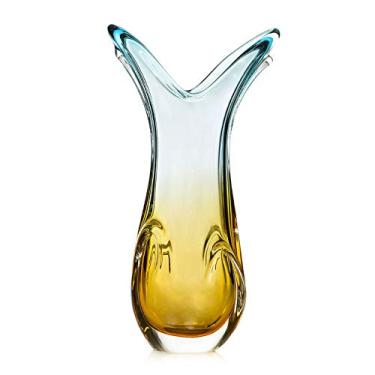 Imagem de Vaso Grande de Cristal Murano Aquamarine com Ambar - São Marcos