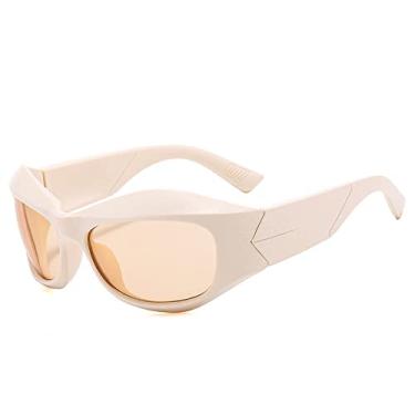 Imagem de Óculos brancos óculos de sol grandes mulheres de luxo designer esportivo punk óculos de sol masculinos óculos de sol da moda, champanhe bege, tamanho único