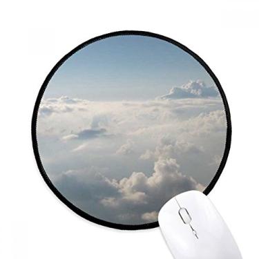 Imagem de Tapete de mouse cinza céu nuvens brancas tapete redondo para computador