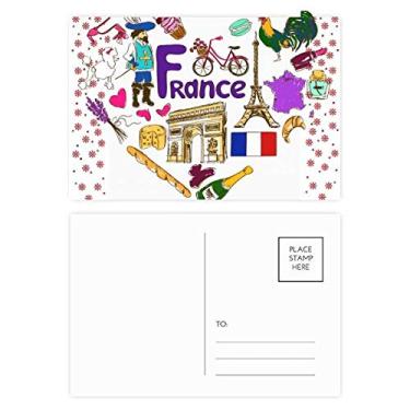 Imagem de França Love Heart Landscap Bandeira nacional Natal flor celebração cartão postal bênção postal