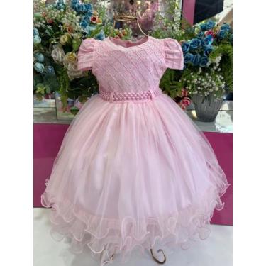 Imagem de Vestido Com Brilho E Nervura Rosa 1.2.3.4 - Paty Batizados