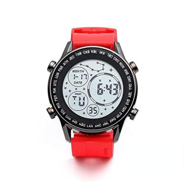 Imagem de SZAMBIT Relógios Eletrônicos Masculinos Esportivos Ao Ar Livre Masculinos Com Mostrador Grande Estudantes Adolescentes Relógios Masculinos à Prova D'água Led Relógios De Pulso Digitais (tela branca vermelha)