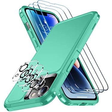 Imagem de Temdan Capa para iPhone 14, com [3 peças de protetor de tela de vidro temperado] [3 peças de protetor de lente de câmera] [Proteção de nível militar contra quedas] Capa de telefone