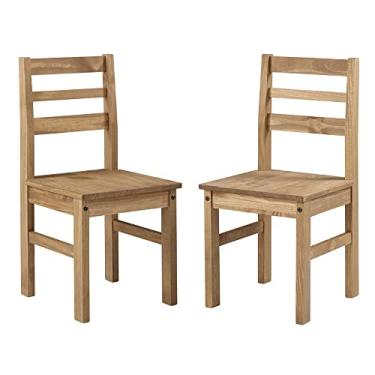 Imagem de Duas Cadeiras de Madeira Maciça Marrom Antique