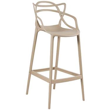 Imagem de Loft7, Banqueta Alta Allegra Design 76 cm Polipropileno Injetado Alta Densidade Sala De Jantar Cozinha Jantar Bar Jardim Varanda Nude Bege