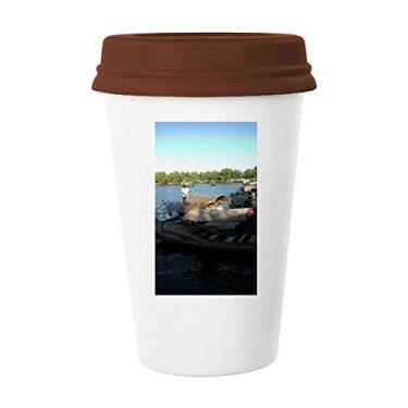 Imagem de Barco de pescador, Art Deco, presente, caneca moderna, copo de cerâmica