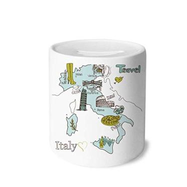 Imagem de DIYthinker Mapa da cidade da Itália, padrão de bandeira nacional, caixa de dinheiro, porta-moedas de cerâmica, presente de cofrinho