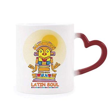 Imagem de Caneca sensível ao calor com estampa de estátua de alma latina do Egito Antigo Copo de grés que muda de cor vermelha