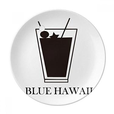 Imagem de Prato de coquetel Havaí Azul Decorativo Porcelana Salver Prato de jantar
