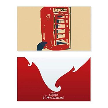 Imagem de Guarda-chuva cabine telefônica para chuva, feriado, Natal, cartão de parabéns mensagem de Natal