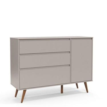 Imagem de Comoda de Bebê Retrô Clean 1 Porta e 3 Gavetas 100% MDF Cor Cinza Eco Wood - Matic Móveis