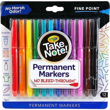 Imagem de Crayola Take Note 12 Canetas Permanente Markers Ponta Fina 
