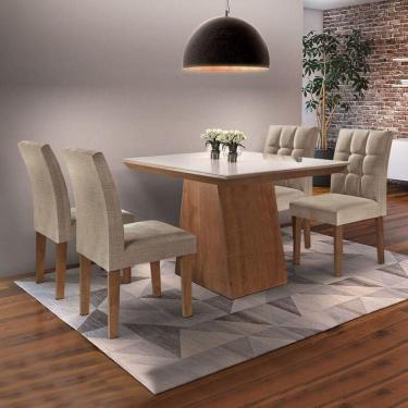 Imagem de Sala de Jantar Moderna com Vidro 4 Cadeiras - Sevilha - Cel Móveis