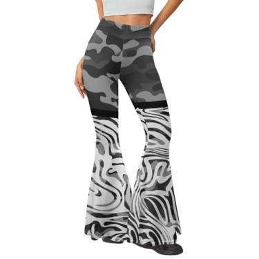 Imagem de Tomeusey Calças de ioga de cintura alta, leggings rodadas, pernas largas, calças de trabalho, calças para mulheres, ajuste de viagem, desporto, ioga, Camuflagem, GG