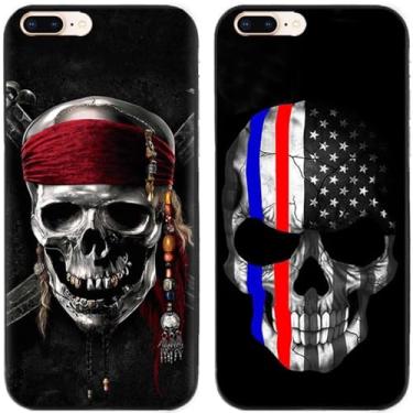 Imagem de 2 peças EUA caveira pirata impressa TPU gel silicone capa traseira para Apple iPhone (iPhone 7 Plus/iPhone 8 Plus)