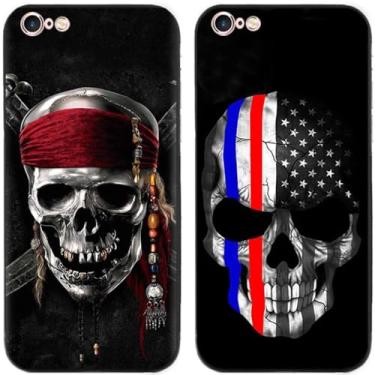Imagem de 2 peças EUA caveira pirata impressa TPU gel silicone capa traseira para Apple iPhone (iPhone 7 / iPhone 8)