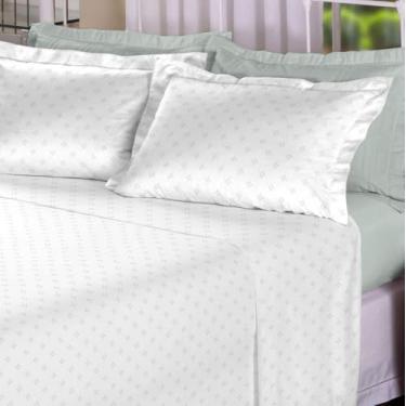 Imagem de Jogo de Lençol Casal 4 Peças – Percal 300 Fios 100% Algodão – Green Square – Macio e Durável | CURI HOME