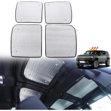 Imagem de Persiana de teto solar para 2022-2024 2025 2026 Hummer EV Acessórios SUV/caminhonete dianteiro traseiro rígido para-brisa viseira de vidro com bloqueio solar folha de alumínio dobrável bloqueio de