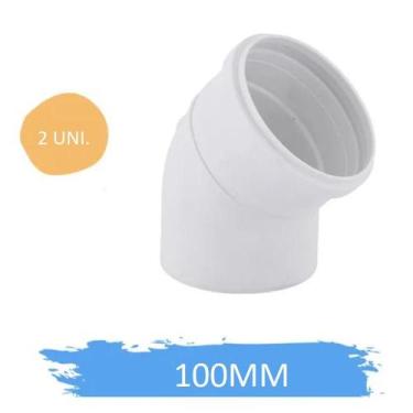 Imagem de Kit 2 Cotovelos Joelho Esgoto 100mm 4 Polegadas Branco 45 - FORTLEV
