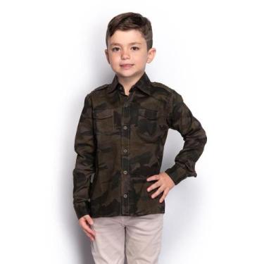 Imagem de Camisa Social Infantil Menino Camuflada Manga Longa Casual - Teodoro C