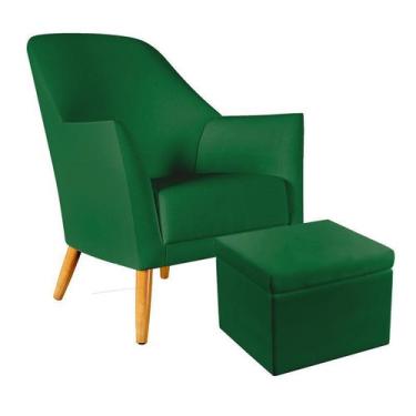 Imagem de Poltrona Estofada Orion com Puff Quasar Sued Verde Aradecor