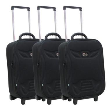 Imagem de Kit 3 malas de viagem pequena de bordo forrada semi-rígida grotaferrat