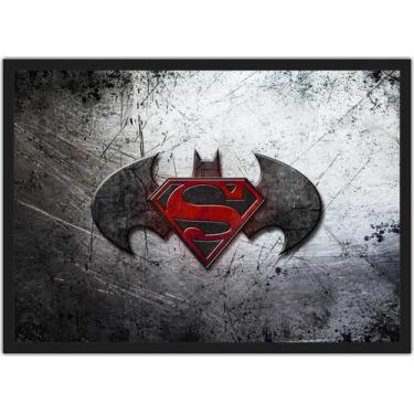 Imagem de Quadro Decorativo Batman e Superman Heróis Geek Decorações Com Moldura