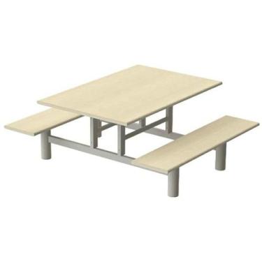 Imagem de Mesa refeitório c/ banco acoplado 4 lugares - banco reto branca - MOVE