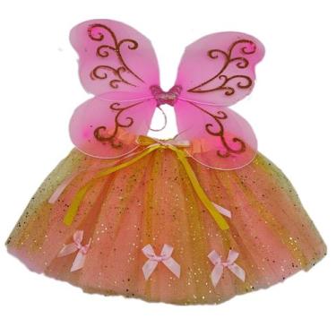 Imagem de Fantasia Rosa Infantil Carnaval Festa Kit C/ 2 Peças Fada - C/N