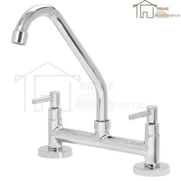 Imagem de Torneira Misturador Cozinha  Mesa bancada Quente e Fria tubo J Luxo Me