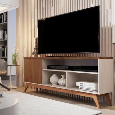 Imagem de Rack Bancada Malbec Wood 1,36 Off White com Freijó - Giga Moveis