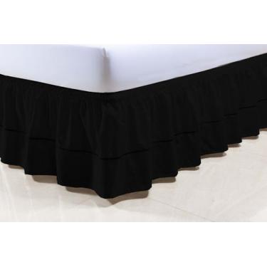 Imagem de Saia Box Colchão Casal 138X188X30cm 100% Algodão 2 Elásticos Preto - M