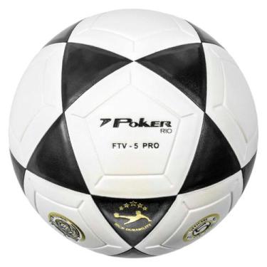 Imagem de Bola Futevôlei Vulcanizada Rio PU Poker, Branco com preto