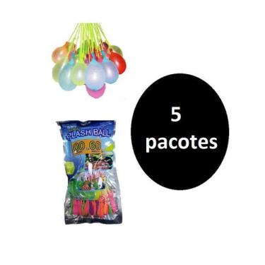 Imagem de 5 pacotes Bexigas Balão p/ Encher De Água c/100 un Splash Ball - Compa