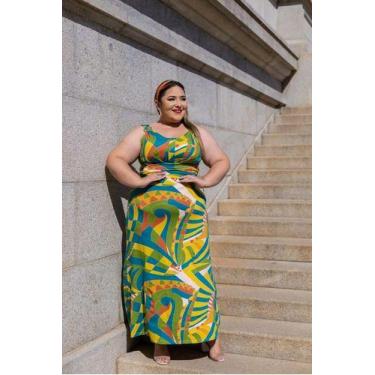 Imagem de Vestido Longo Soltinho Plus Size Fivela Na Alça - Luh May, GG, Verde