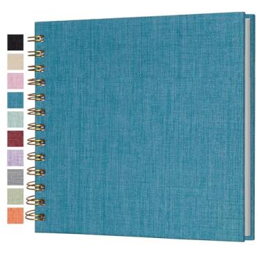 Imagem de Cherrich Pequeno Álbum de Recortes 7X7", Álbum de Fotos de Linho, Mini Álbum de Recortes, Livro de Memórias de Páginas Brancas Kraft para Casamento, Bebê, Família, Formatura, Viagem, Cachorro, Férias