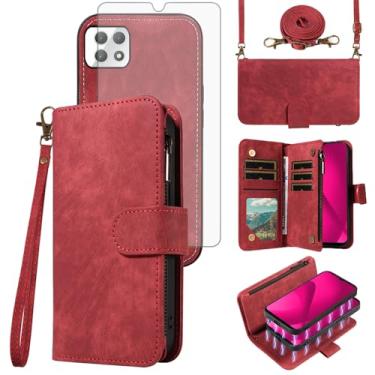 Imagem de Asuwish Capa de telefone para T-Mobile Revvl 7 Pro 5G Carteira com zíper destacável capa magnética com protetor de tela de vidro temperado cordão transversal suporte para cartão Tmobile T Mobile Revel