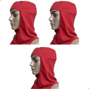 Imagem de Touca Ninja Turbante Vermelha Poliviscose Bombeiros 3 unidades - PREVE