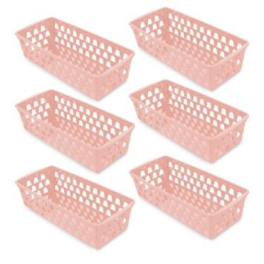 Imagem de Kit 6 Cesto Caixa Organizadora Sem Tampa Gaveta Geladeira Extra Compri